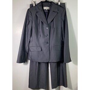 Womens Jones New York Gray Pin Stripe Pant Suit Jacket & Pants 8